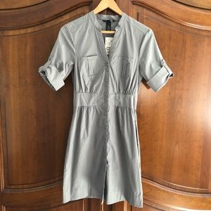 H&M short fitted gray shirt dress